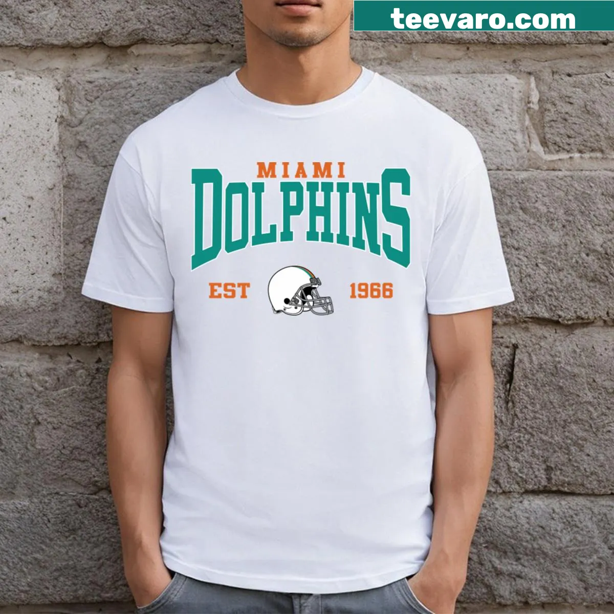 Vintage Miami Football graphic T-shirt with retro design — on a men's t-shirt