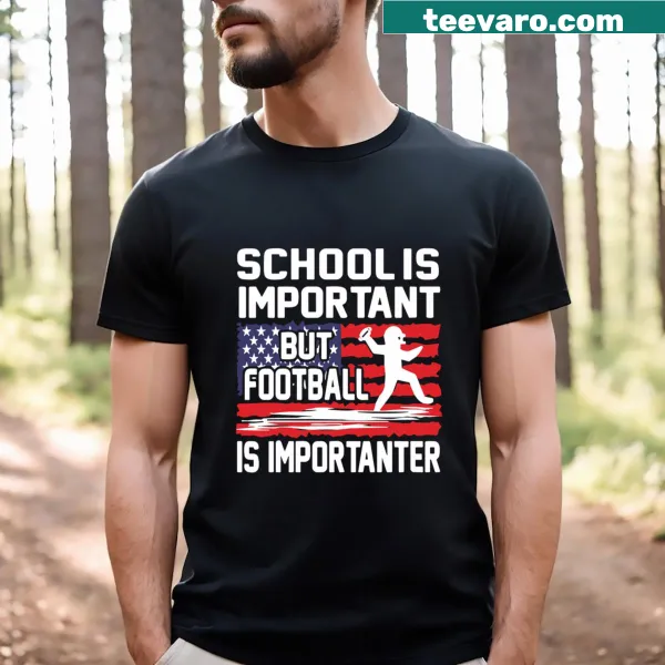 Funny football-themed t-shirt with playful text about school