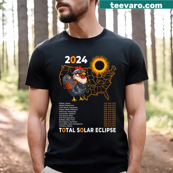 Funny chicken graphic T-shirt for the solar eclipse