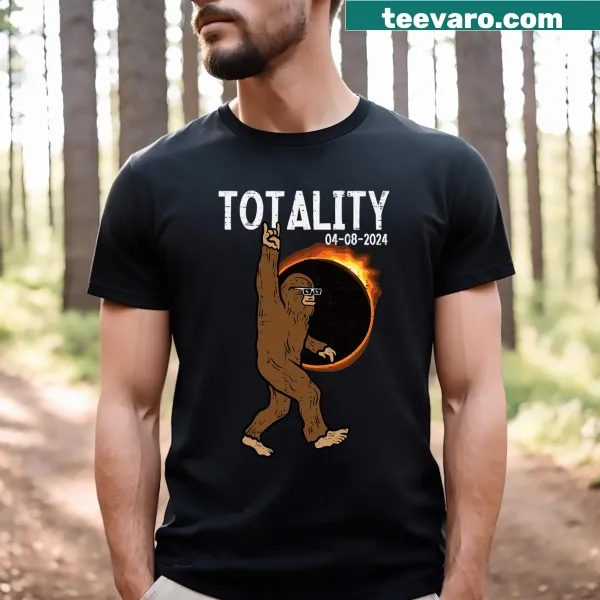 Bigfoot rocking out during solar eclipse graphic T-shirt