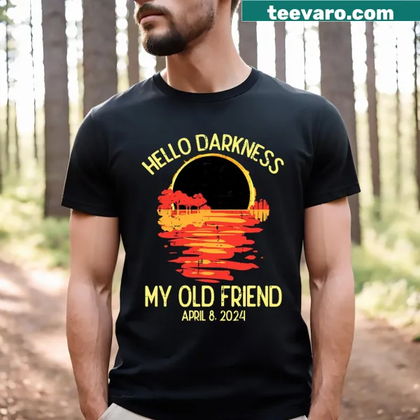 Hello Darkness phrase with solar eclipse graphic T-shirt