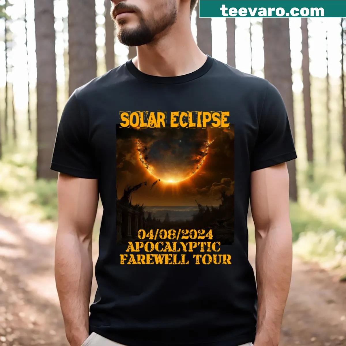 Graphic T-shirt celebrating solar eclipses — on a men's t-shirt