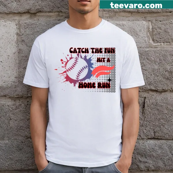 Cartoon-style baseball-themed T-shirt for enthusiasts