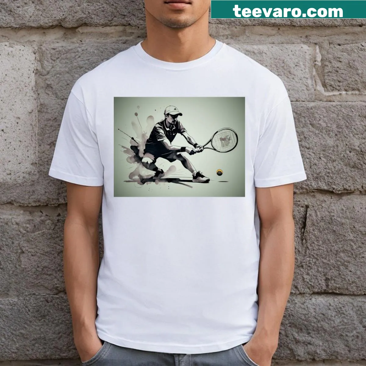 Illustration of tennis elements on a cheerful t-shirt. — on a men's t-shirt