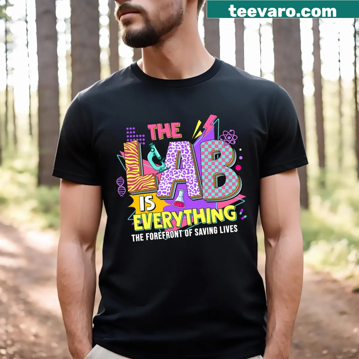 Graphic tee for teachers celebrating Lab Week — on a men's t-shirt