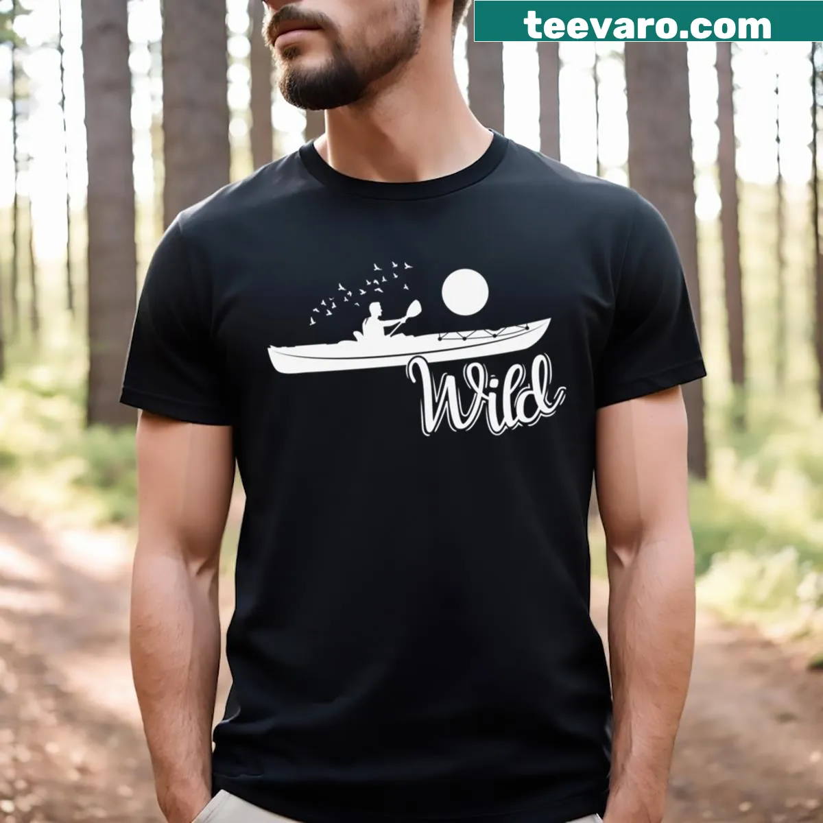 Kayak paddle boat illustration on a t-shirt — on a men's t-shirt