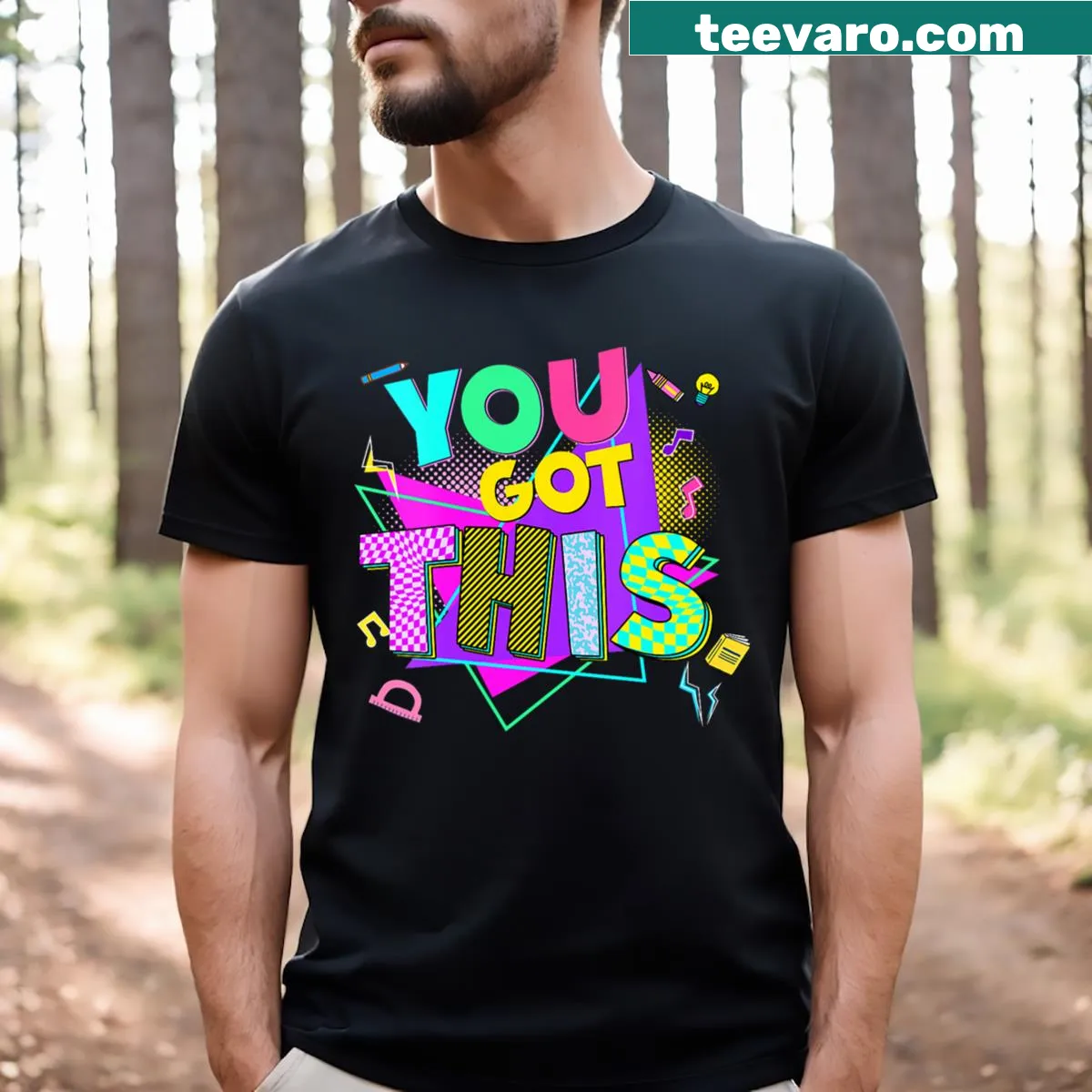 Inspirational T-shirt for test day with motivational message — on a men's t-shirt
