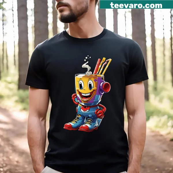 Illustrated frog and son graphic on t-shirt