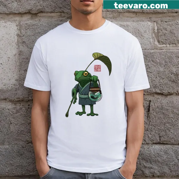 T-shirt with a graphic of a frog and his son
