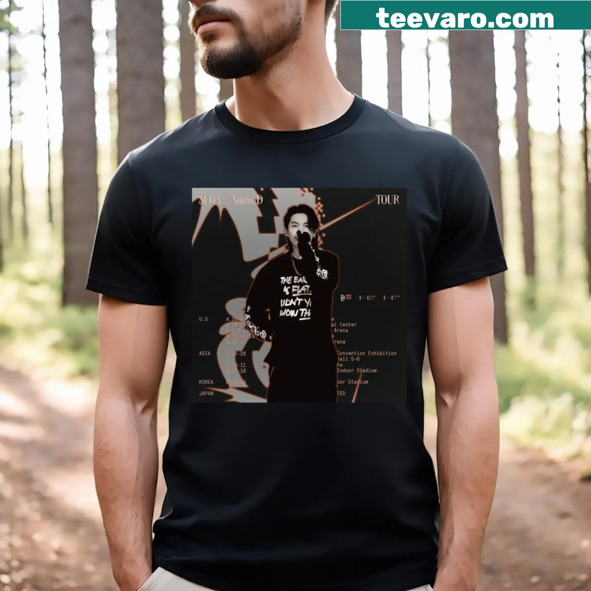 Bold T-shirt featuring the name Yoongi Suga from Agust D — on a men's t-shirt