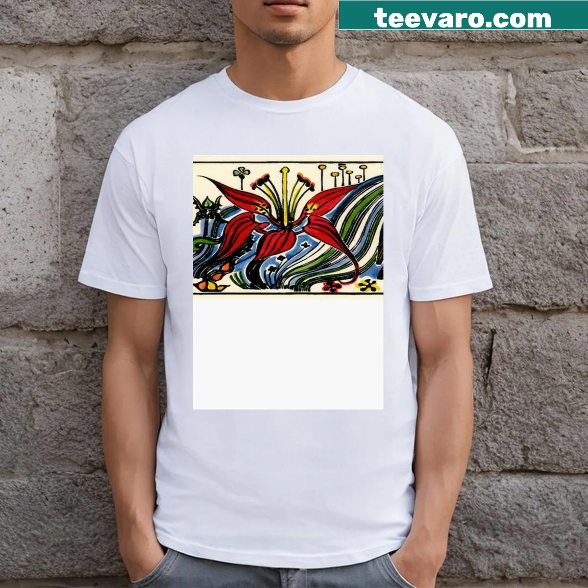 Abstract typographic artwork inspired by Walter Anderson — on a men's t-shirt