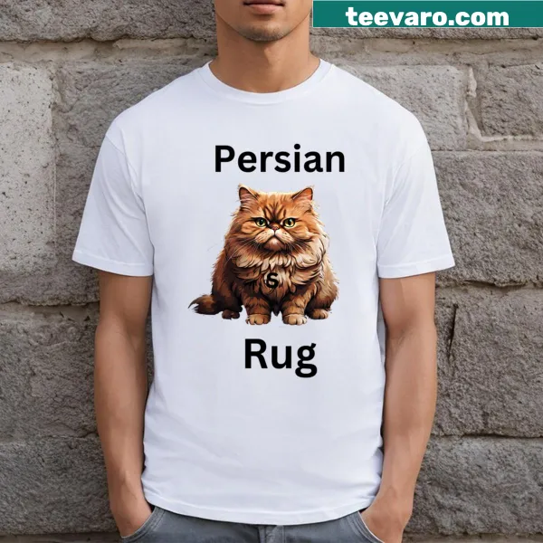Cute brown Persian cat illustration on a T-shirt