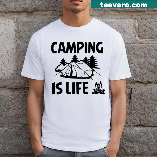 T-shirt celebrating the joy of camping with outdoor graphic