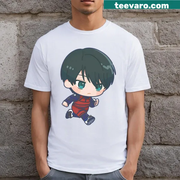 Chibi character T-shirt featuring Greeno Hairo in a cute cartoon style