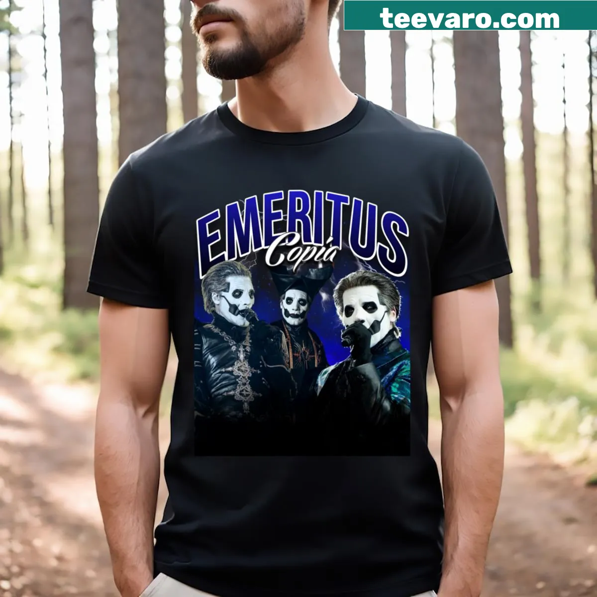 Distressed 90s design t-shirt — on a men's t-shirt