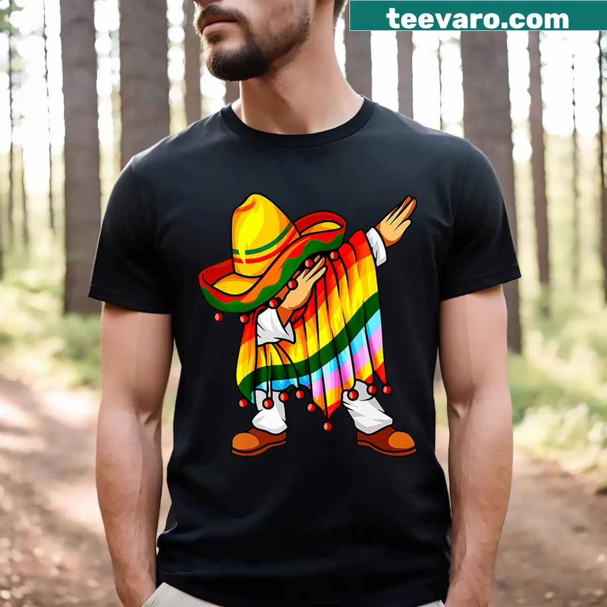Playful t-shirt featuring a dabbing illustration for Cinco de Mayo — on a men's t-shirt