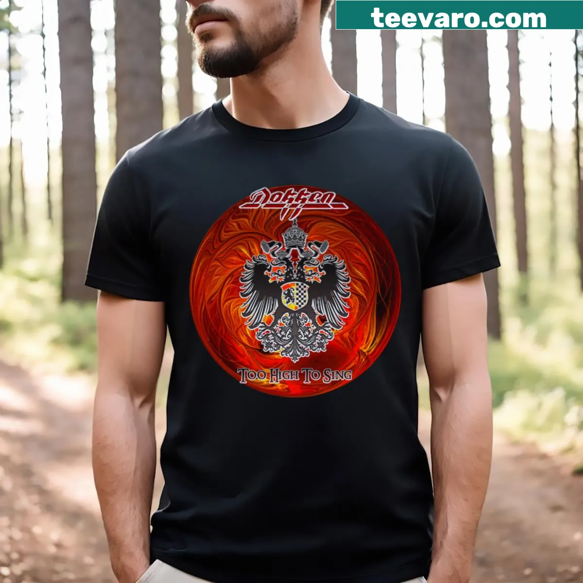 Vintage Dokken band T-shirt with a distressed design — on a men's t-shirt