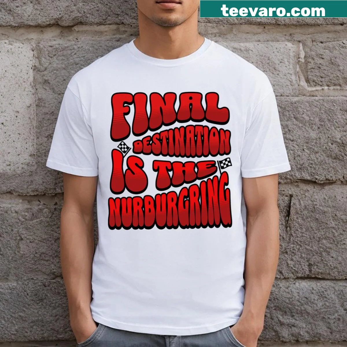 T-shirt with Nurburgring graphic for car lovers — on a men's t-shirt