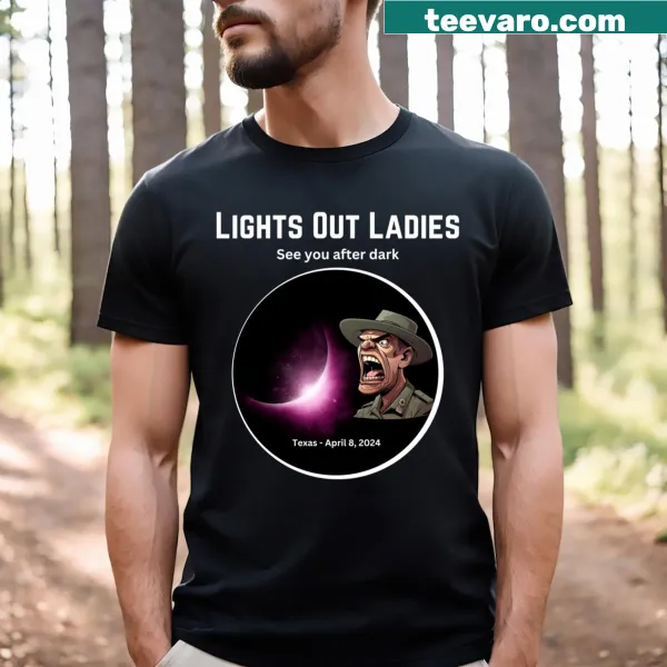 T-shirt with an illustration of a total solar eclipse in Texas