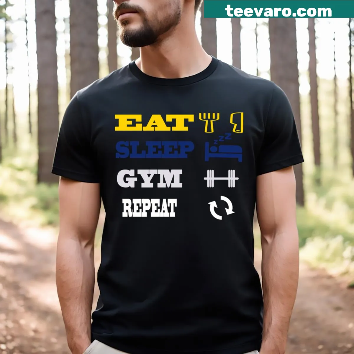 Motivational fitness T-shirt with gym lifestyle slogan — on a men's t-shirt