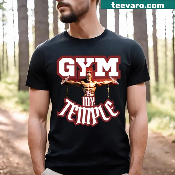 Inspirational T-shirt with the phrase Gym Is My Temple in stylish typography
