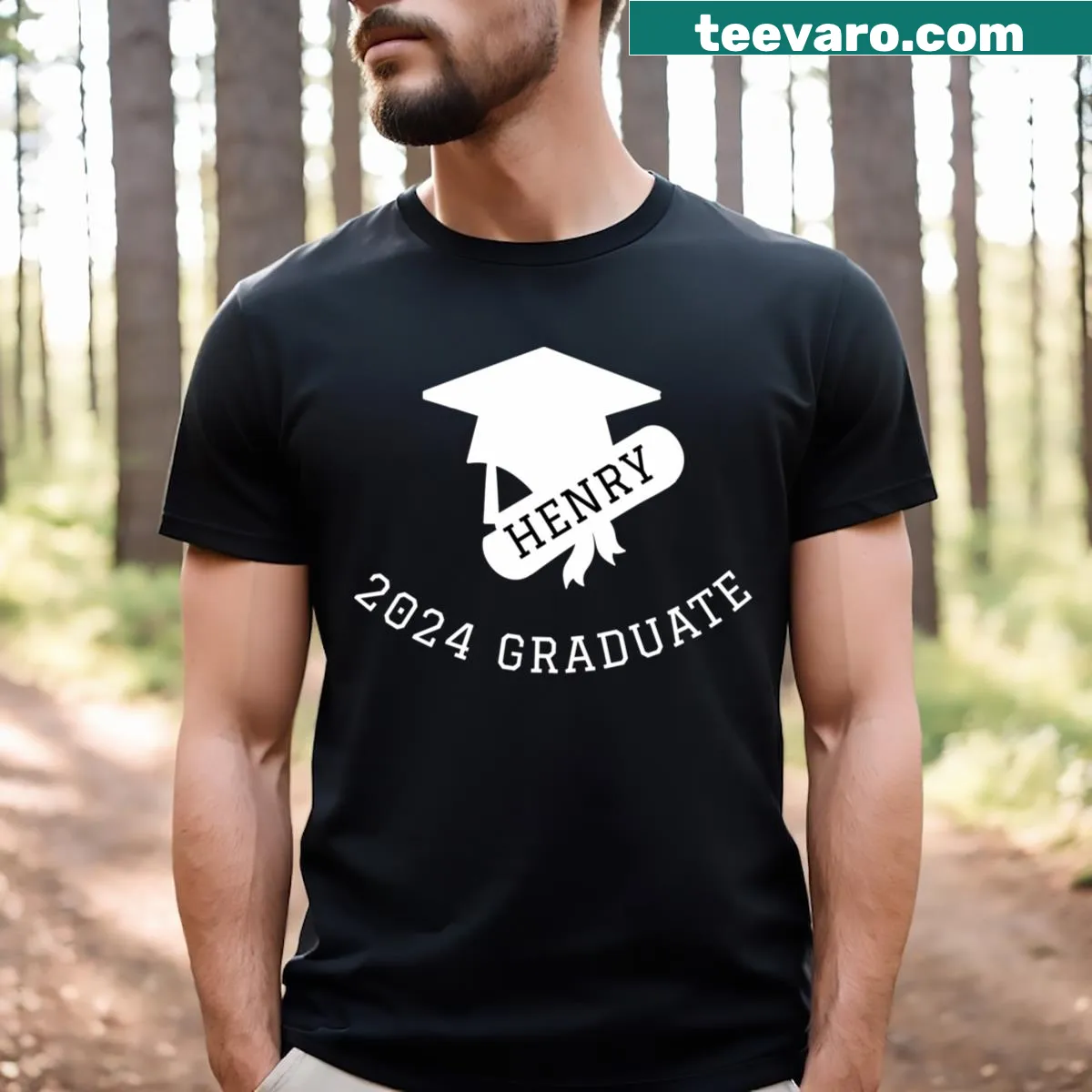 Personalized graduation T-shirt for Henry — on a men's t-shirt
