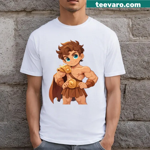 Hercules illustration T-shirt featuring mythological imagery