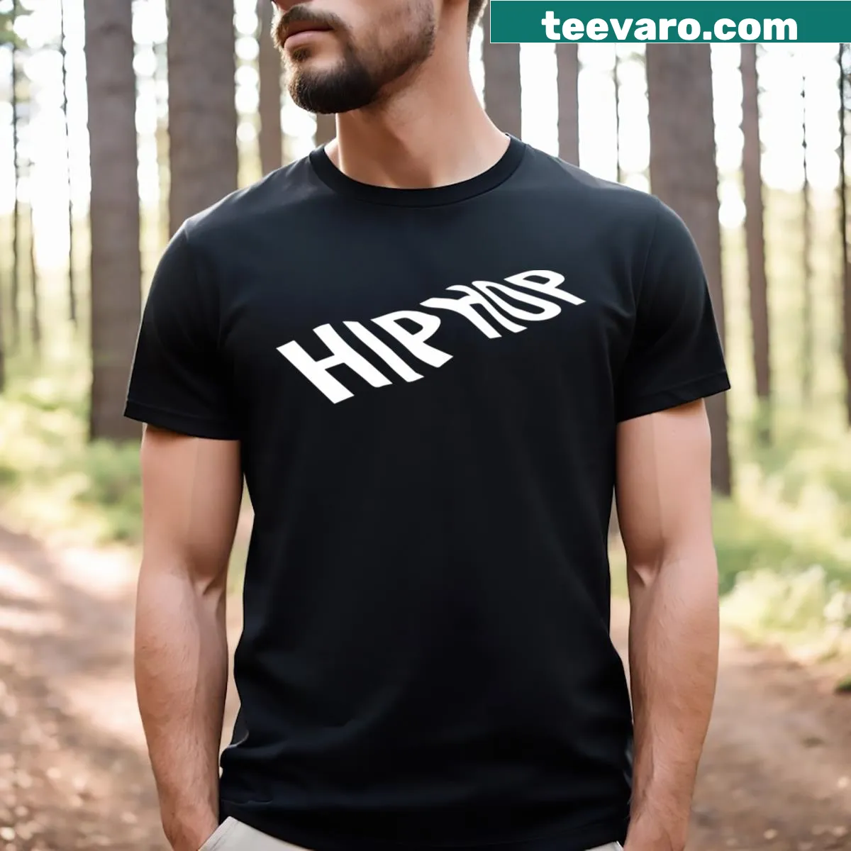 Hiphop logo graphic t-shirt with wavy text — on a men's t-shirt