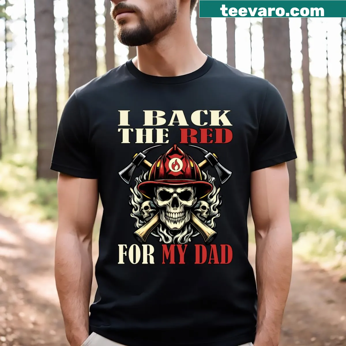 Firefighter support t-shirt with proud text — on a men's t-shirt