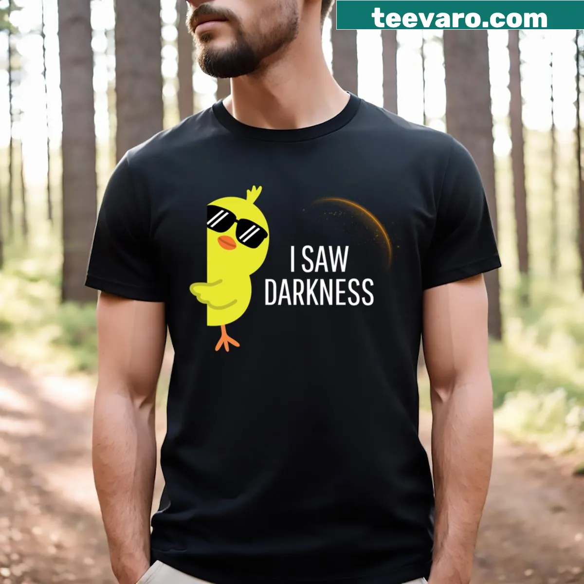 T-shirt commemorating the experience of a total solar eclipse — on a men's t-shirt