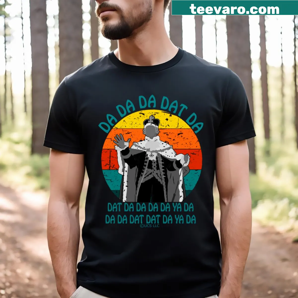 Playful T-shirt featuring the phrase 'Da Da Da Dat Da' — on a men's t-shirt