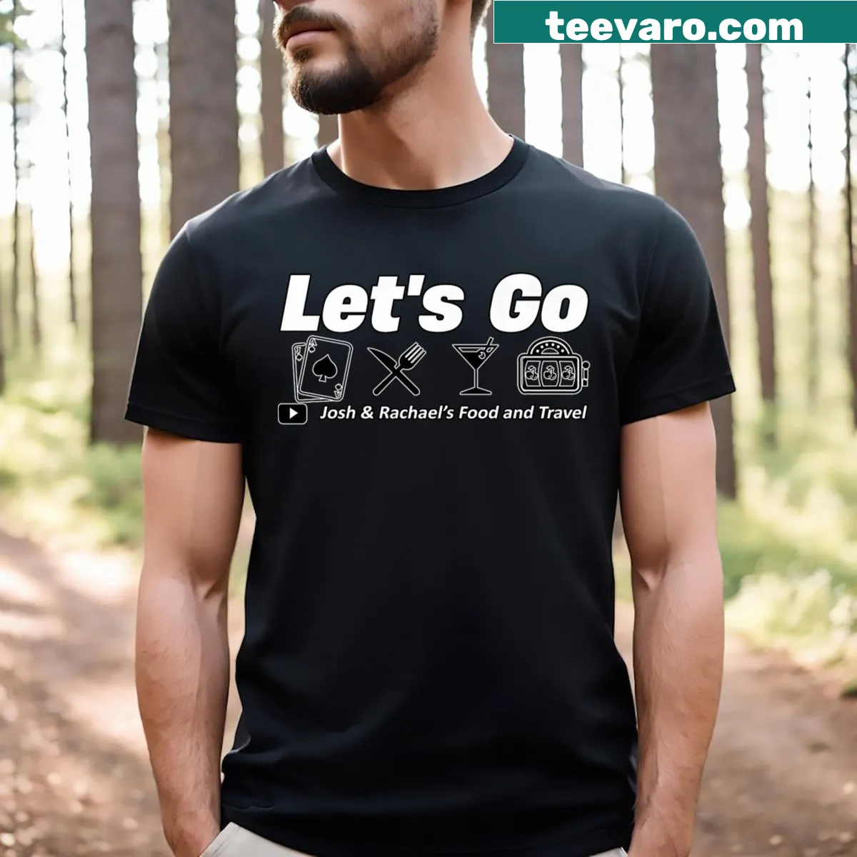 Humorous T-shirt for food and travel enthusiasts — on a men's t-shirt