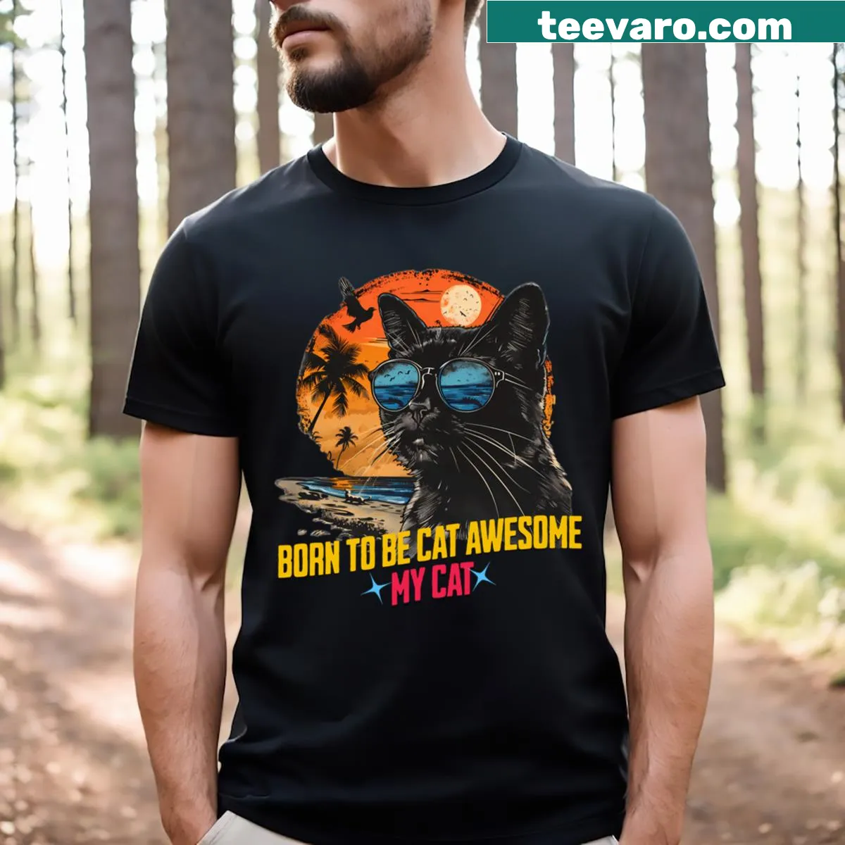 Illustrative T-shirt showing the perspective of pets, heartwarming graphic — on a men's t-shirt