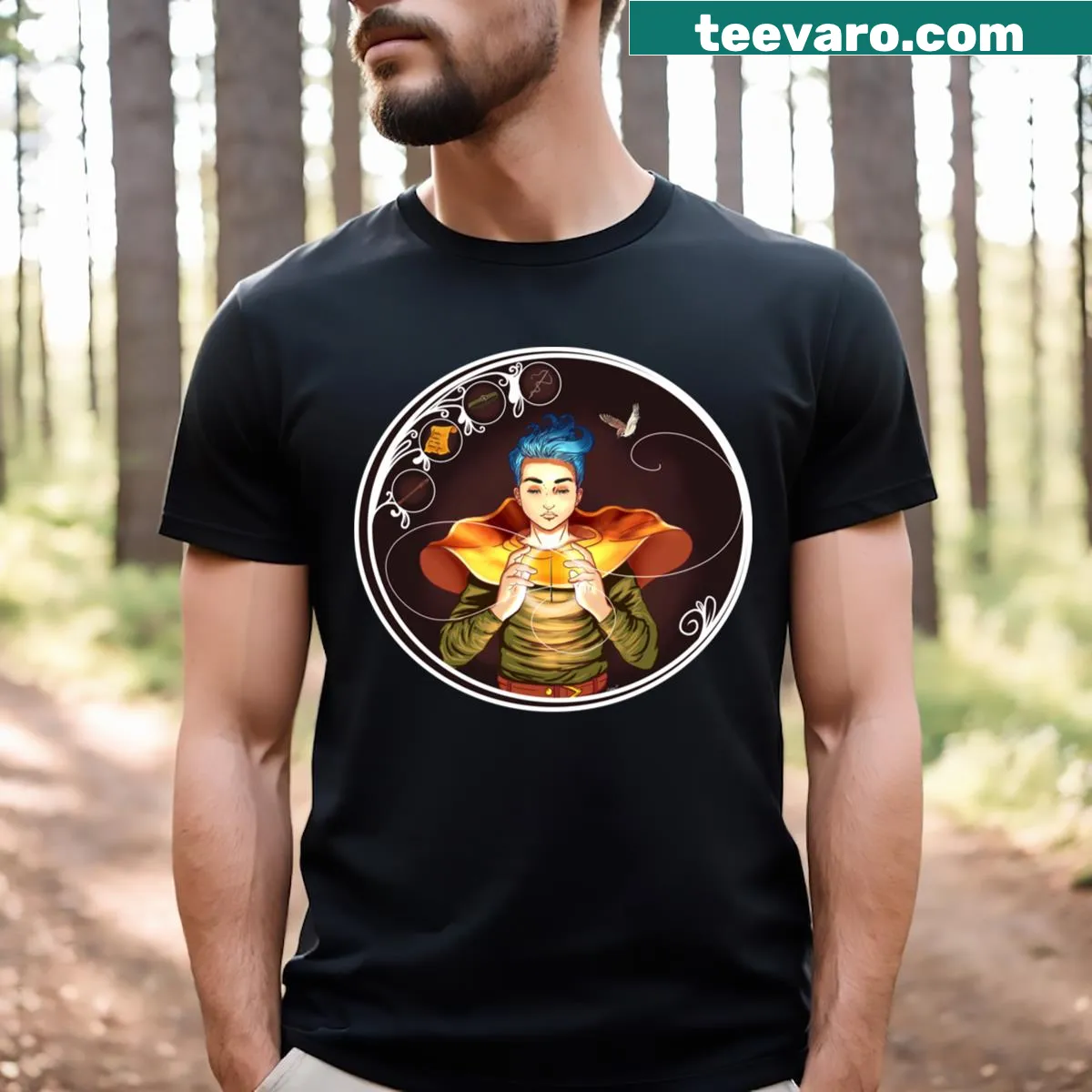 Abstract design T-shirt featuring mirrored shadows — on a men's t-shirt