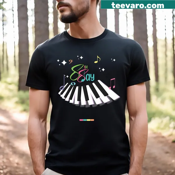 Piano-themed shirt with 'Piano Day 2832024' and 88 keys text