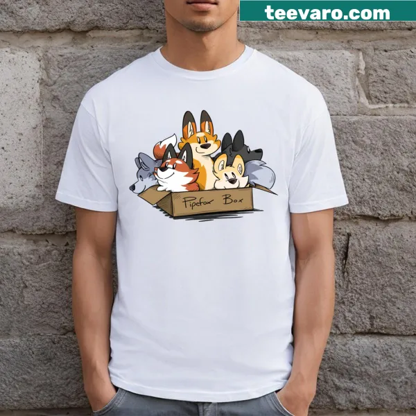Cartoon fox design on Pipefox Box t-shirt