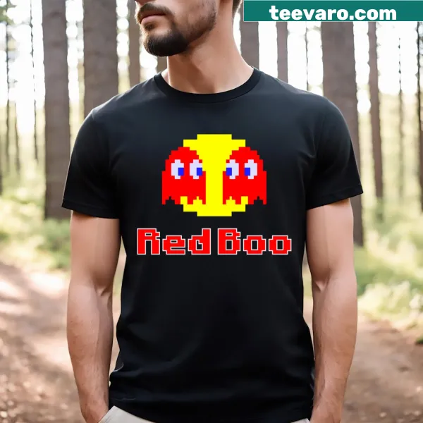 Humorous 'Boo' graphic on t-shirt for Halloween fun