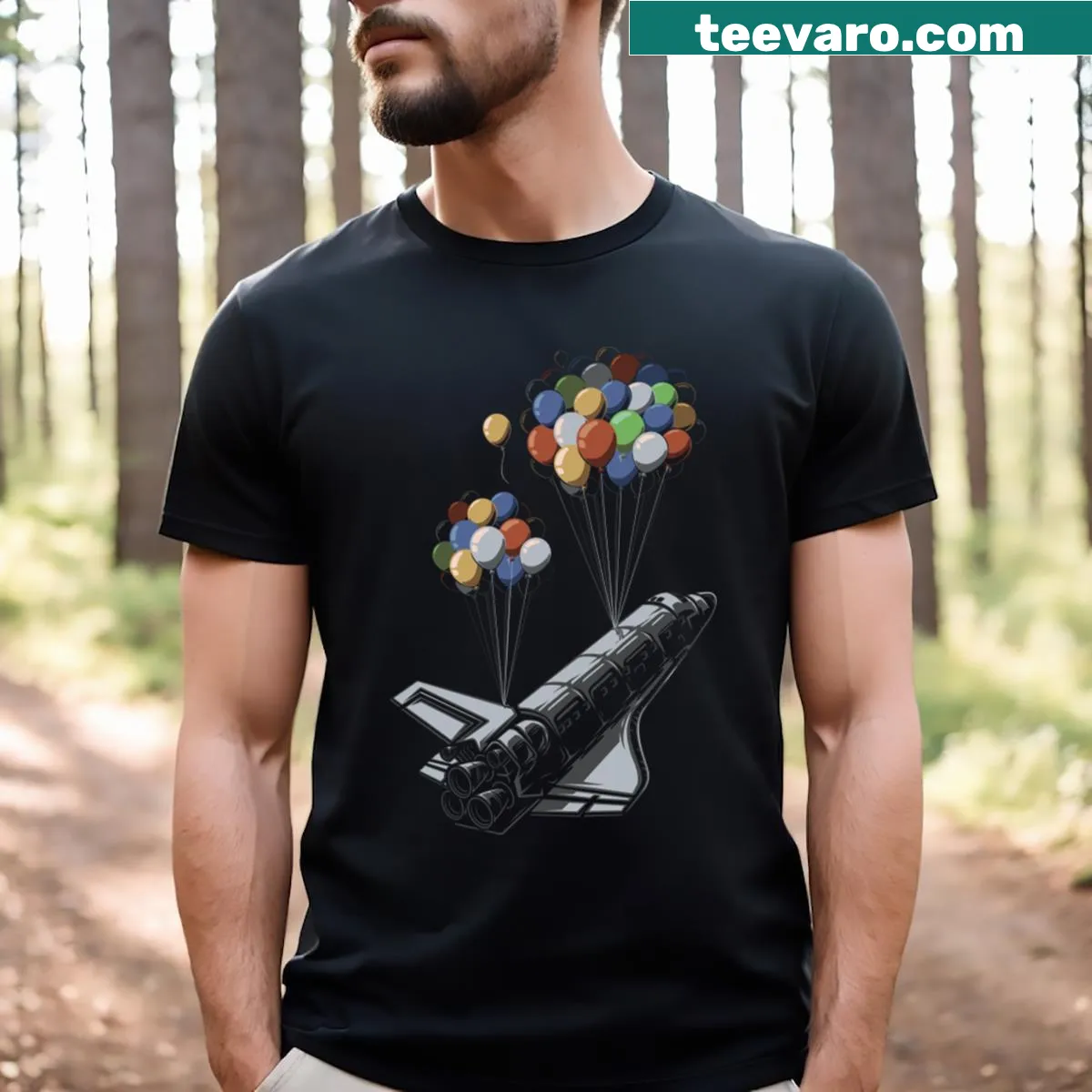 Minimalist illustration of a rocket shuttle on a t-shirt — on a men's t-shirt