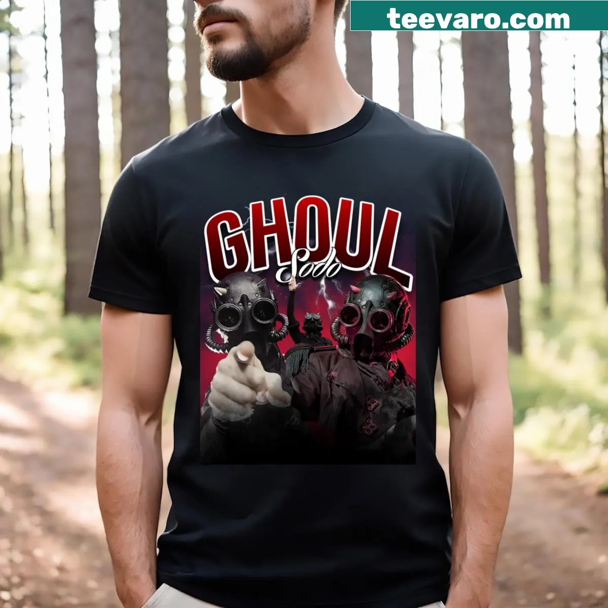 Vintage-style graphic of a ghoul on a T-shirt — on a men's t-shirt