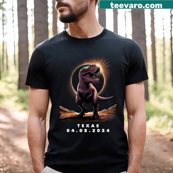 Artistic t-shirt illustrating the 2024 Solar Eclipse over Texas