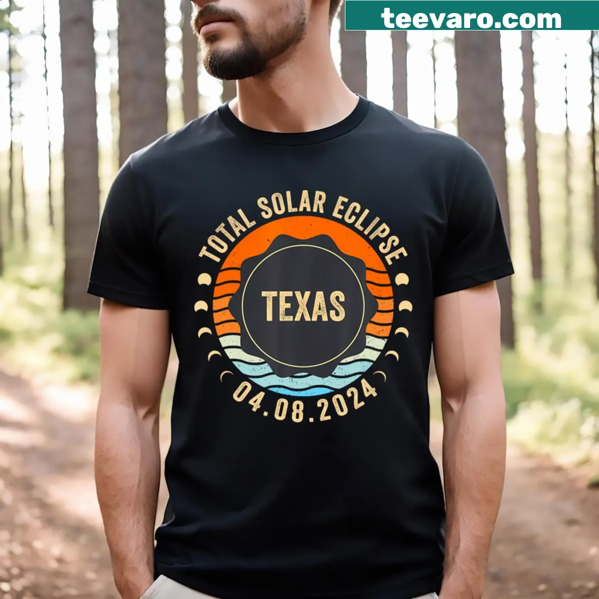 Illustration of a total solar eclipse on a T-shirt — on a men's t-shirt
