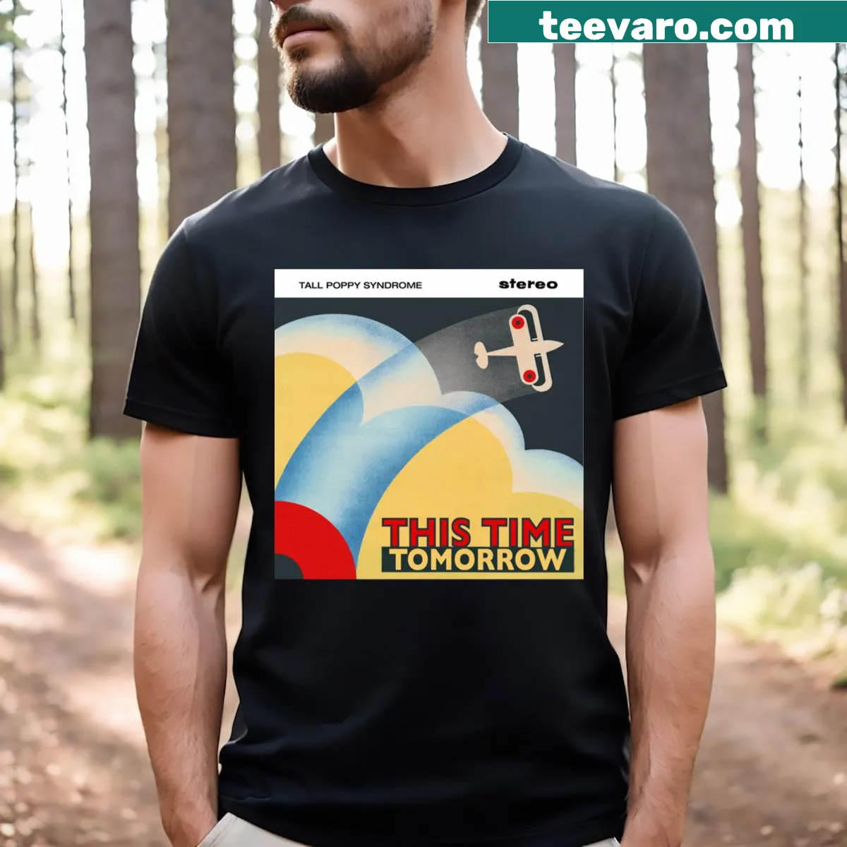 T-shirt featuring the inspiring phrase 'This Time Tomorrow' — on a men's t-shirt