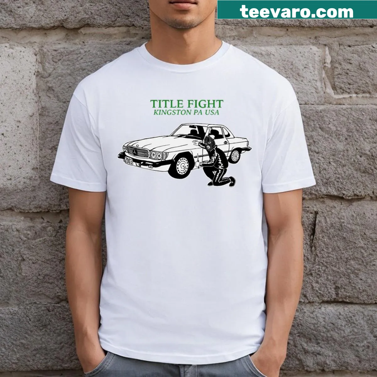 Dynamic T-shirt featuring 'Title Fight Krawler' graphic — on a men's t-shirt