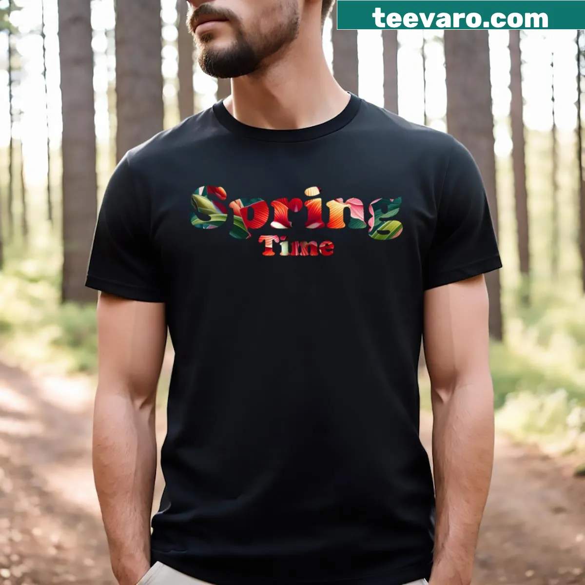 Floral pattern design inspired by amaryllis on a T-shirt — on a men's t-shirt