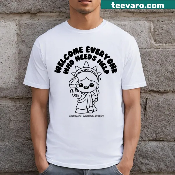 T-shirt with welcoming text about helping others