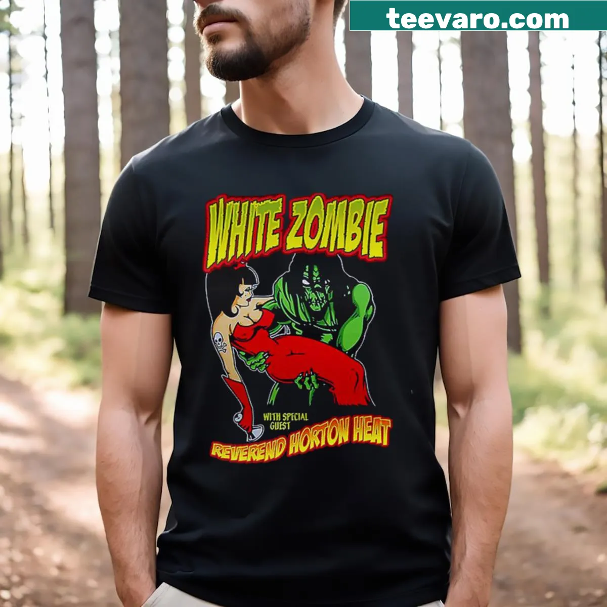 Vintage distressed White Zombie band t-shirt — on a men's t-shirt