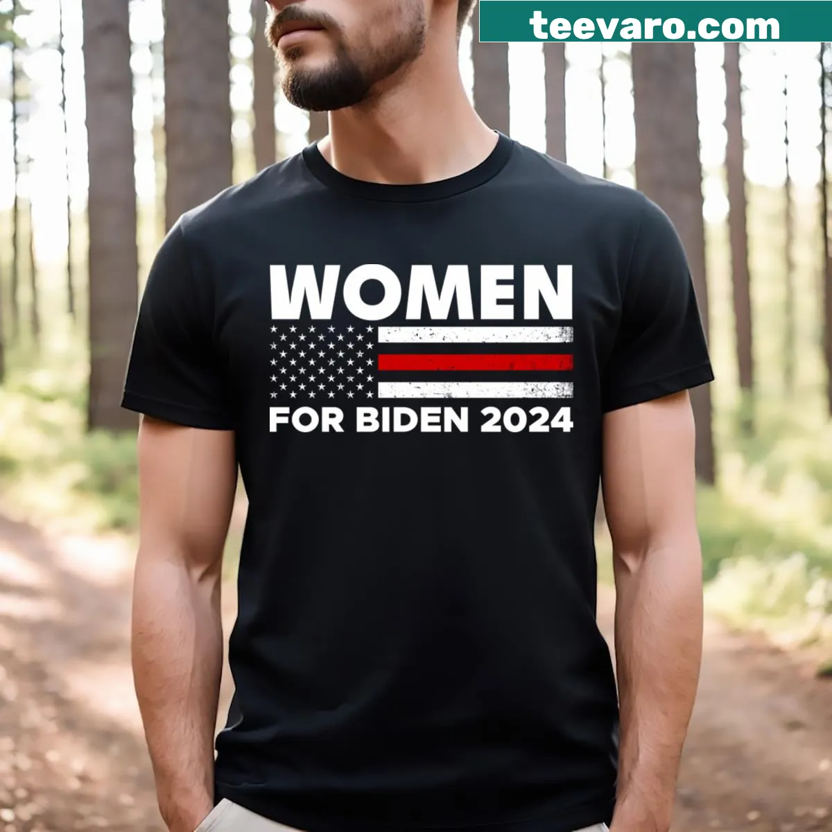 Women For Biden 2024 T-shirt with bold typography — on a men's t-shirt