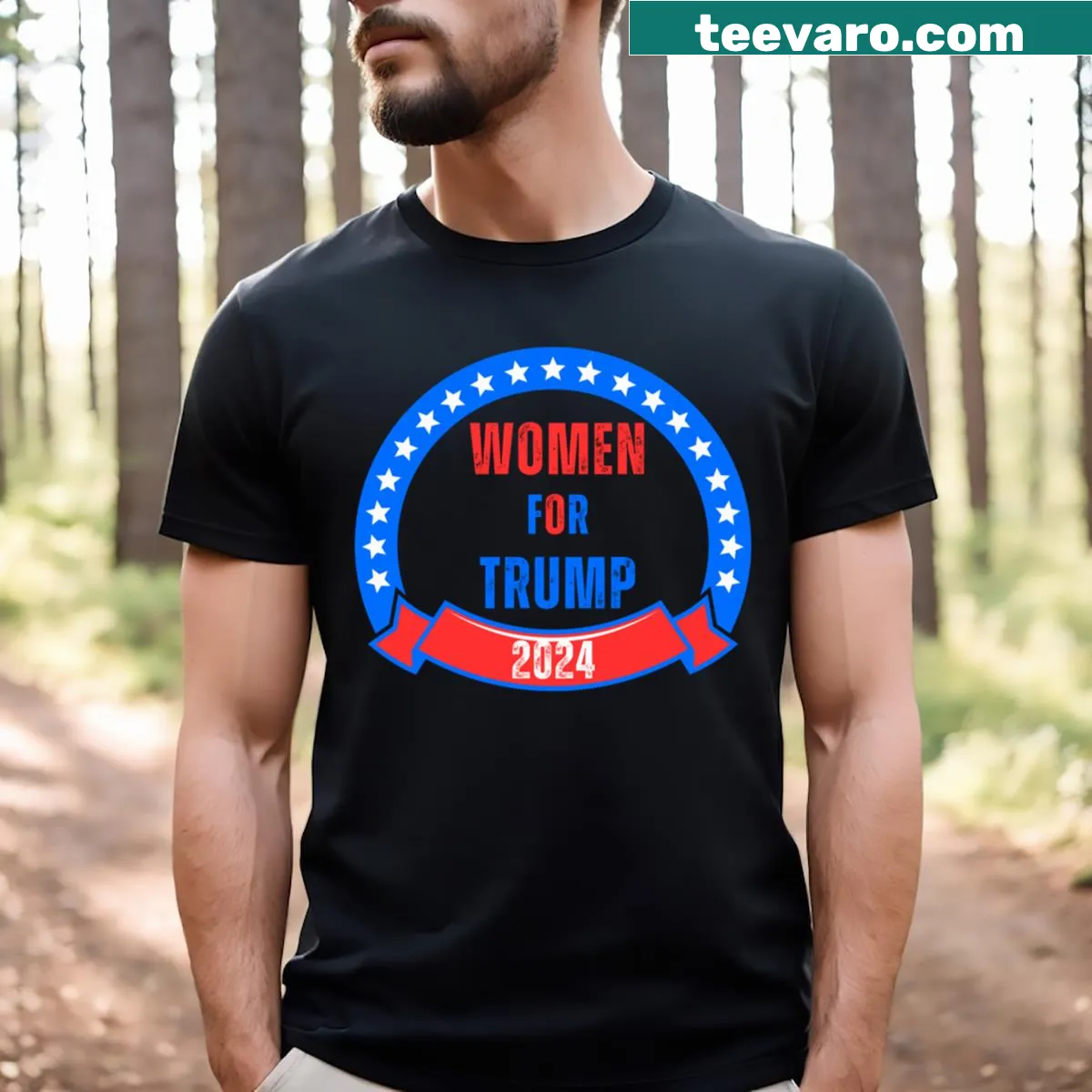 Women For Trump 2024 T-shirt with bold typography — on a men's t-shirt