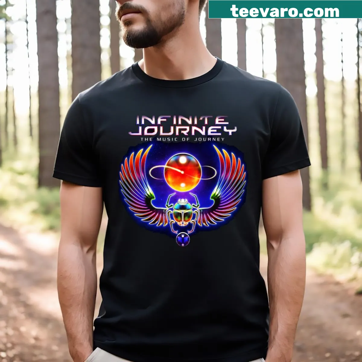 Adventure-themed T-shirt about journeys through the galaxy. — on a men's t-shirt