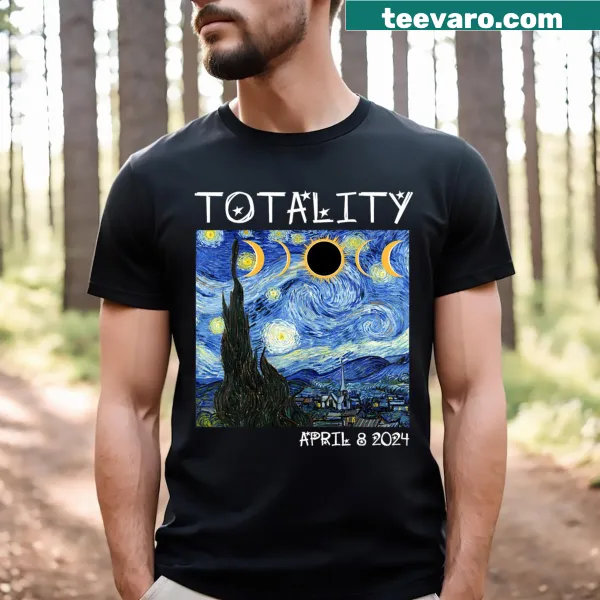 Artistic T-shirt for men and kids featuring 2024 solar eclipse graphic